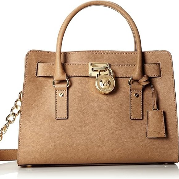 Michael Kors Hamilton Saffiano Leather E/w Satchel Dark Khaki - Picture 1 of 6